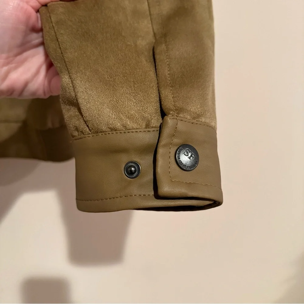 NWT Suede Style Bomber Jacket, Medium, Italian, Faux Leather, 1980's Euro Summer - Picture 11 of 12